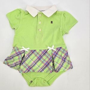 George Organic Baby Onesie with Plaid Trim Size 3-6 Months